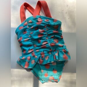 Cat & Jack Swimsuit with Peaches Design / Size 0-3m / GUC